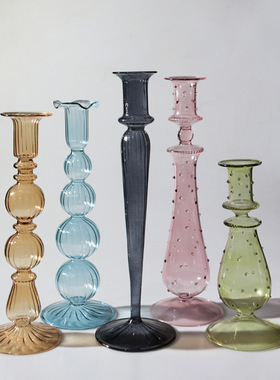 SHPIN CQ 创意玻璃烛台家居装饰法式欧式复古烛台摆件烛光晚餐宴