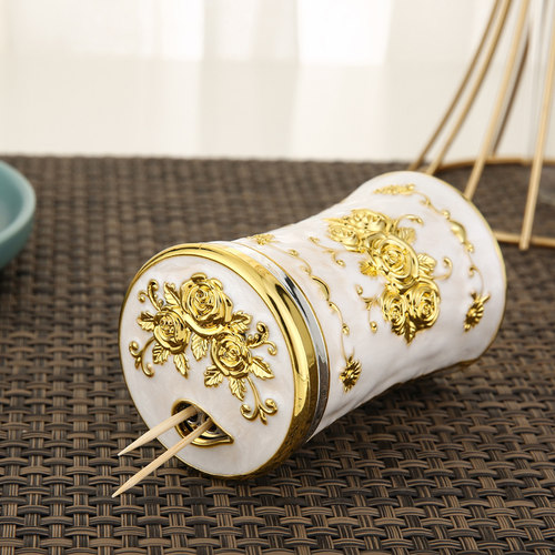 欧式牙签盒创意牙签筒家用餐厅客厅茶几酒店饭店高档牙签罐摆件 - 图0