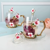 Милая портативная эмаль, стеклянная кофейная креативная трендовая чайная чашка, комплект, простой и элегантный дизайн