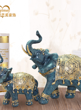 家居装饰品摆件欧式母子大象橱柜