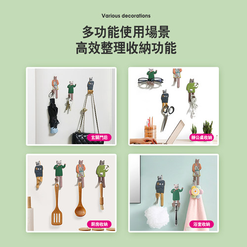 免打孔创意粘钩可爱卡通门后厨房冰箱贴挂架强力无痕钥匙插头挂钩 - 图2