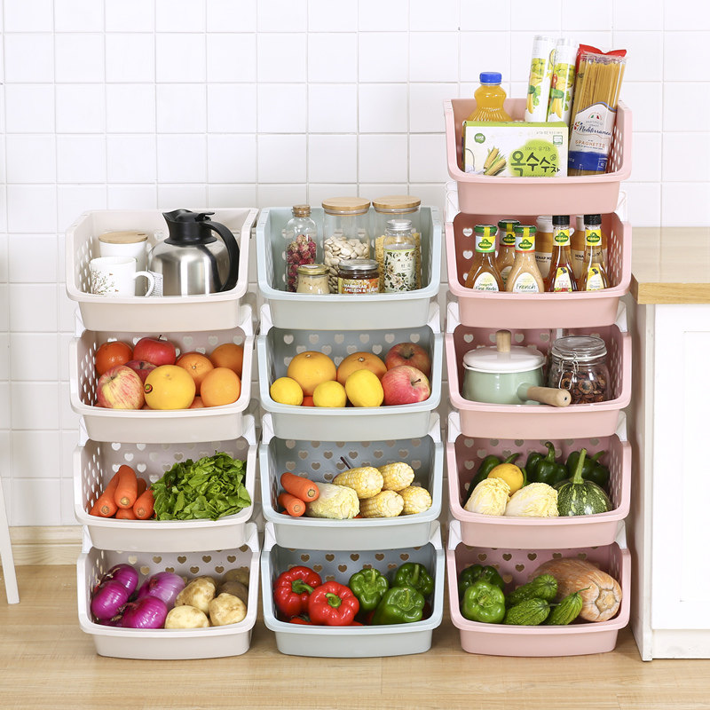 厨房果蔬篮可叠加置物架儿童玩具整理架多层落地式蔬菜篮子收纳筐,淘宝优惠券,粉丝福利购,淘宝优惠卷