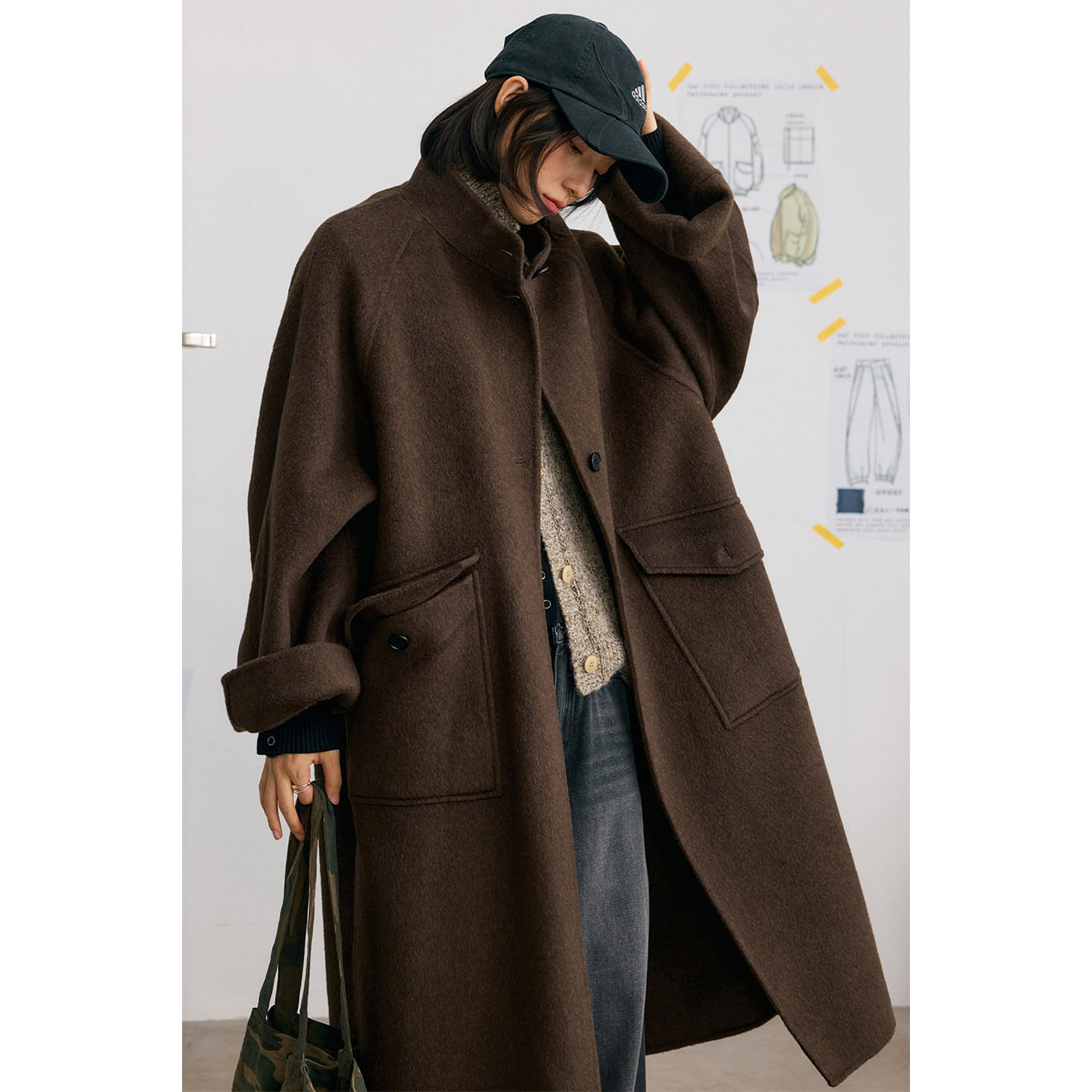 鹿与飞鸟“温暖壁炉”含莱赛尔&山羊绒&羊驼毛 长款羊毛大衣7231,淘宝优惠券,粉丝福利购,淘宝优惠卷