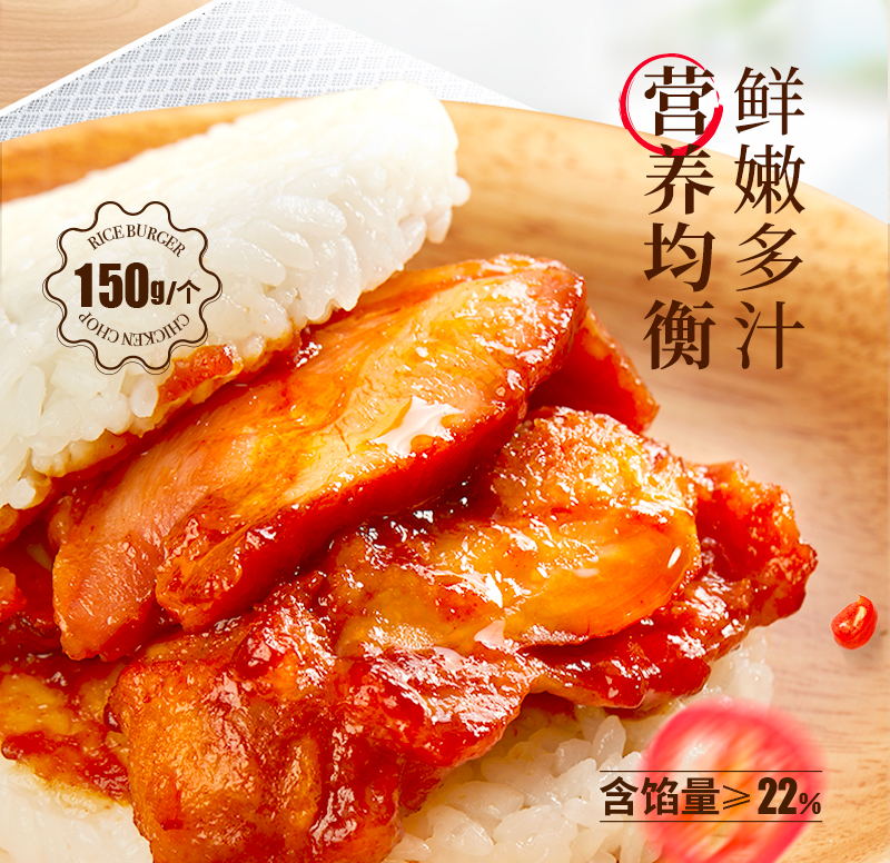G20峰会食材供应商 乐肴居 照烧味鸡排米汉堡 150g*6个 天猫优惠券折后￥28.9包邮（￥38.9-10）