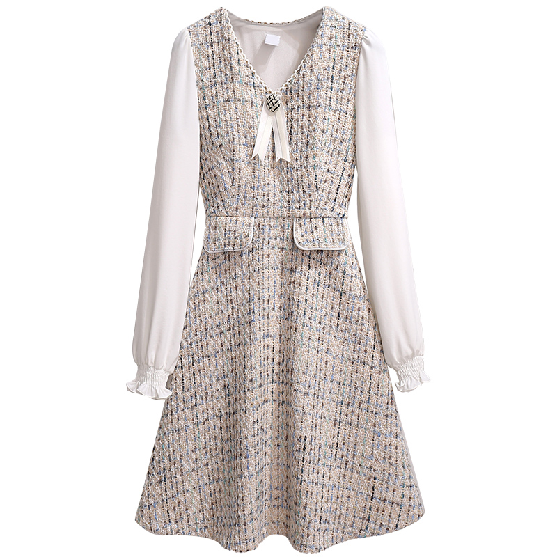 初黎旗舰店v领连衣裙秋冬装年新款女长袖高端气质女神范显瘦法式春秋季3