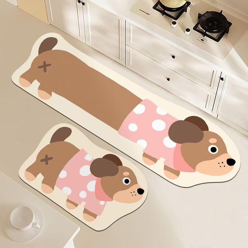 Dachshund special-shaped kitchen absorbent floor mat diatom mud