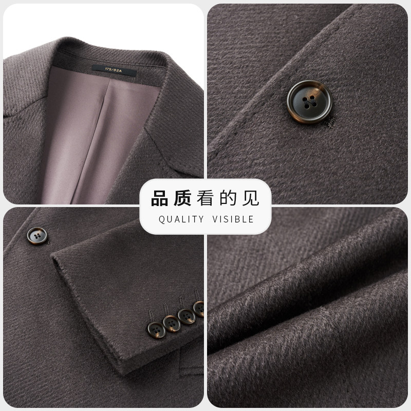 Mid-length suit collar pure wool woolen coat