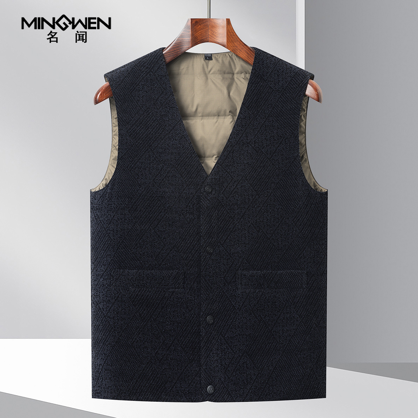 v领白鹅绒羽绒马甲男冬季轻薄内穿保暖背心中老年爸爸装坎肩外套,淘宝优惠券,粉丝福利购,淘宝优惠卷