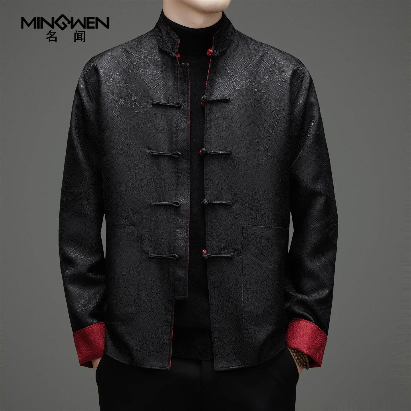 立领双面穿唐装男高级感新中式中国风提花复古盘扣中老年爸爸外套,淘宝优惠券,粉丝福利购,淘宝优惠卷