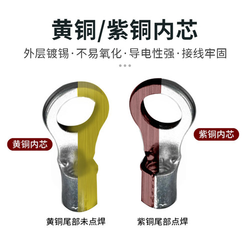 RNB3.5-4接线端子黄铜紫铜加厚点焊口冷压插拔式圆口线耳 - 图0