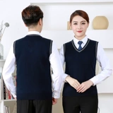 Рабочий шерстяной демисезонный жилет подходит для мужчин и женщин, короткий трикотажный свитер без рукавов, V-образный вырез