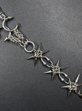 PUNK 原创小众设手工链尖刺刀剑吊坠项链男女个性夸张重工配饰