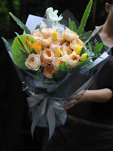 进口玫瑰花奥斯汀朱丽叶蕙兰花北京鲜花同城花店速递广州深圳上海 - 图1