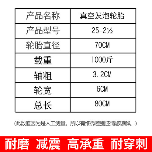 26寸实心发泡轮胎劳动车轮力车轮子翻斗车轱辘灰斗车两轮带轴-图1