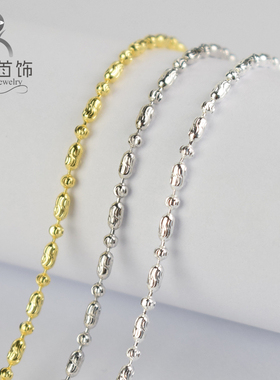 花纹榄珠间珠链气质意大利银项链