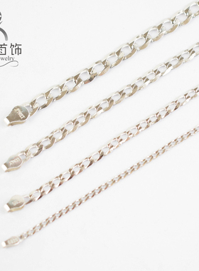 Hexahedral Guba chain S925纯银薄款古巴链夸张银链霸气银项链男