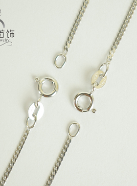 S925纯银镀白金卜竹链男女通用配链简约款情侣银项链无吊坠单链子