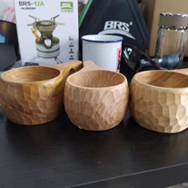 Rubber wood whole mug mug with handle hanging buckle with hand cup Each mug textures are different randomly.