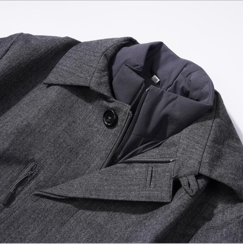 户外男士城市机能商务夹克P棉内胆保暖羊毛外套三合一长款大衣-图0