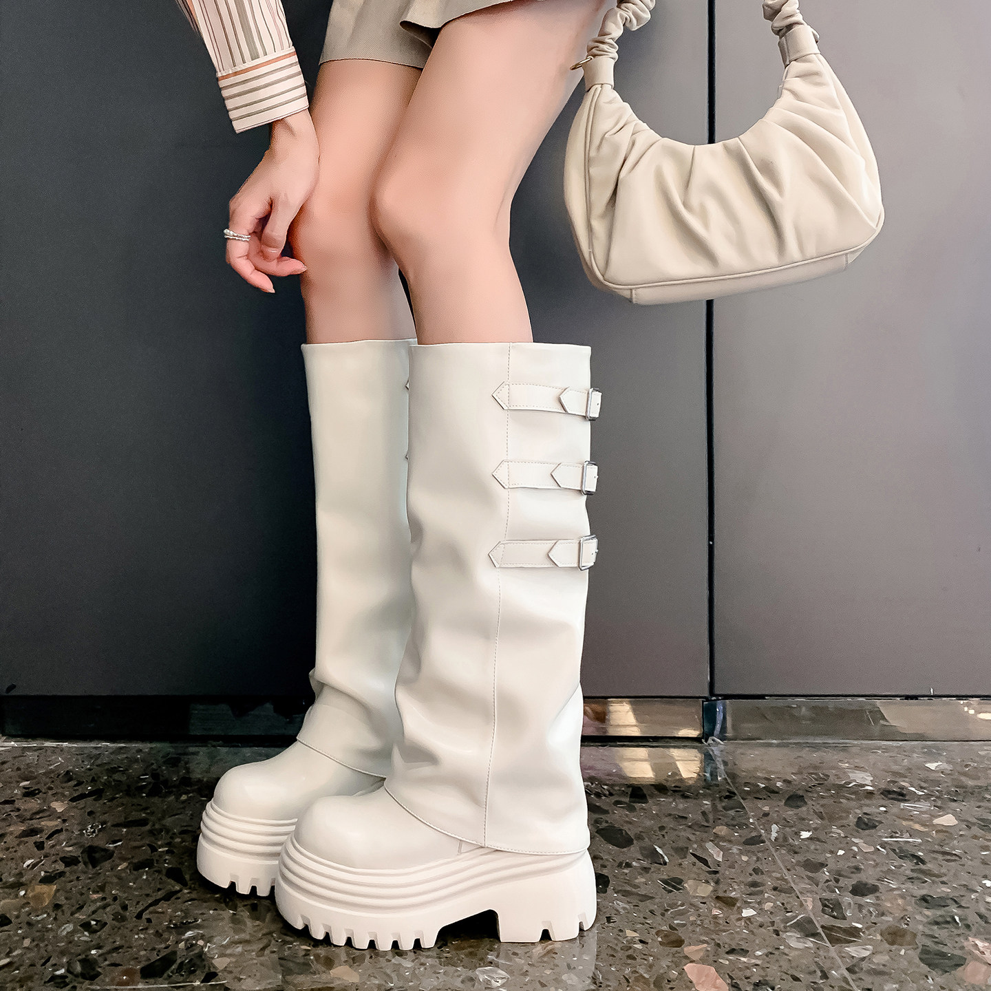 小个子12cm长靴时装靴时装靴秋季时尚中筒秋冬短靴百搭长筒骑士,淘宝优惠券,粉丝福利购,淘宝优惠卷