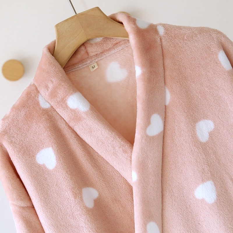 冬季情侣法兰绒睡袍男女加厚款保暖珊瑚绒清新简约中长款系带浴袍,淘宝优惠券,粉丝福利购,淘宝优惠卷