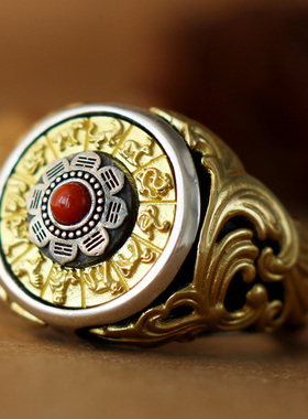 九宫八卦纯银戒指男女款民族风