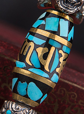 纯银降魔杵钺刀吊坠天珠可转动