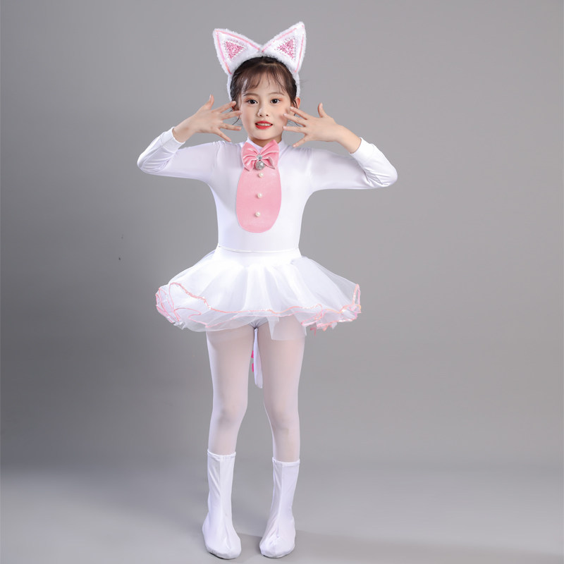 儿童动物演出服小猫咪表演服学猫叫连体纱裙舞台服波斯猫卡通舞蹈