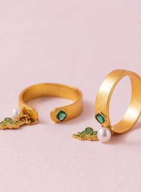 纯银精工錾刻吉言开口戒指