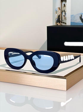 烫钻奢华欧美防晒椭圆板材女墨镜