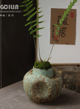 创意侘寂风手工做旧陶瓷花盆