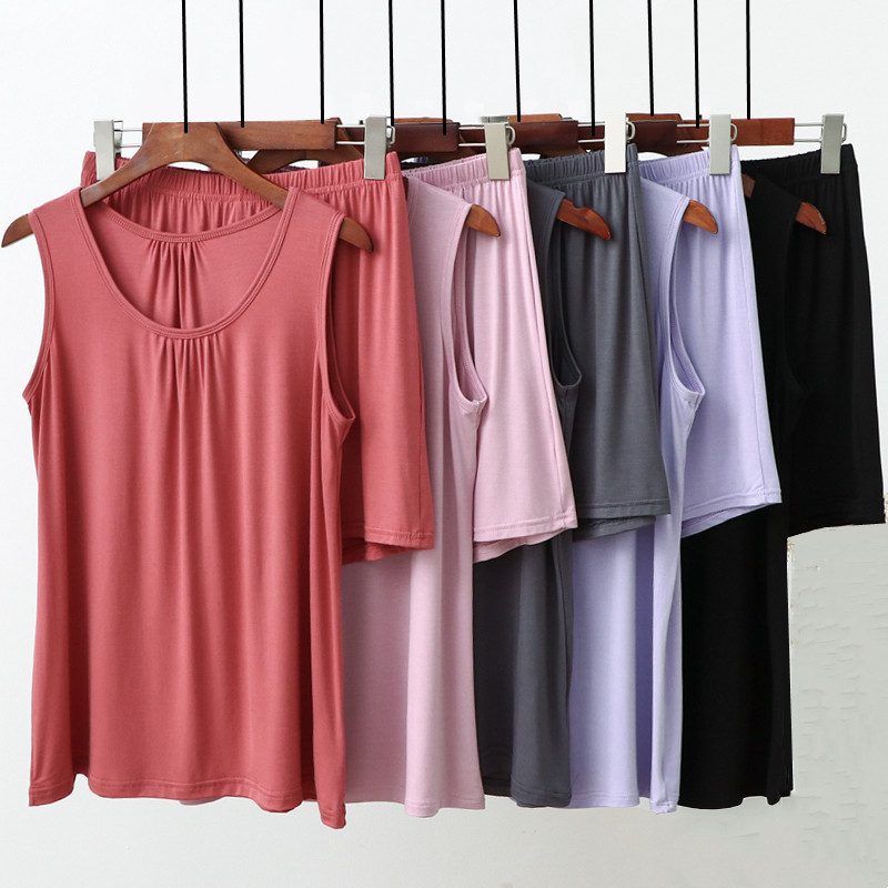 莫代尔女士大码套装睡衣睡裤背心短裤家居服休闲妈妈装薄款两件套,淘宝优惠券,粉丝福利购,淘宝优惠卷