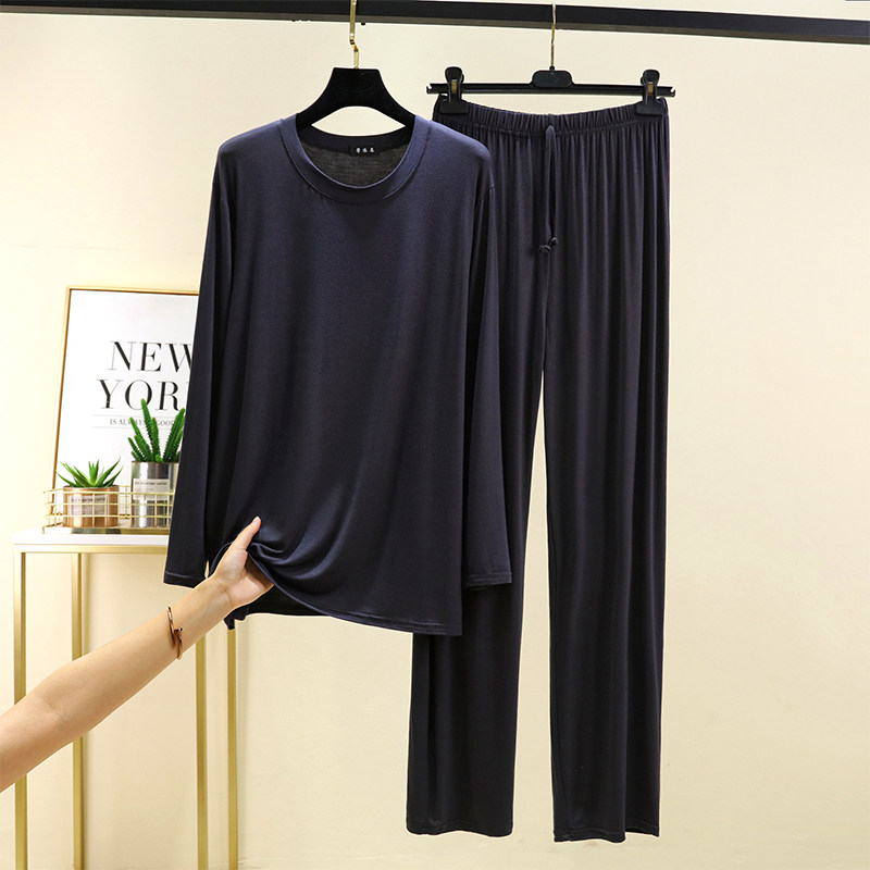 莫代尔男士秋冬薄款睡衣睡裤套装宽松大码上衣长裤子家居服两件套,淘宝优惠券,粉丝福利购,淘宝优惠卷