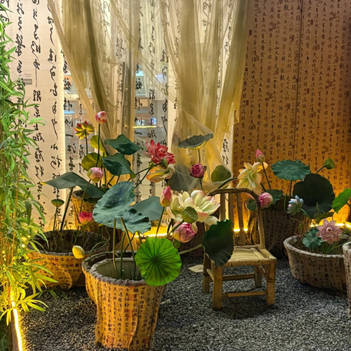 仿真荷花假花荷叶莲蓬客厅摆设花艺插花造型装饰鱼缸造景插花道具 - 图2