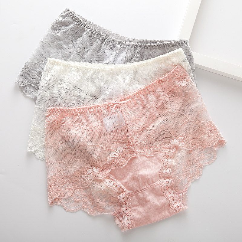 中腰内裤女蕾丝性感火辣棉质裆无痕短裤透明少女士大码简约三角裤,淘宝优惠券,粉丝福利购,淘宝优惠卷