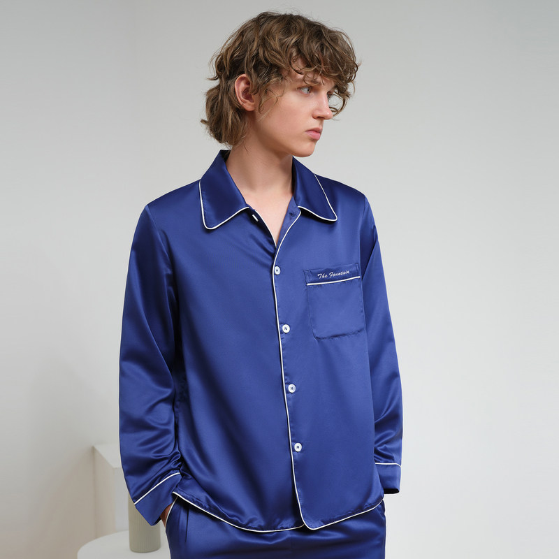 gxg春季情侣男士冰丝长袖套装睡衣 gxg内衣睡衣/家居服套装