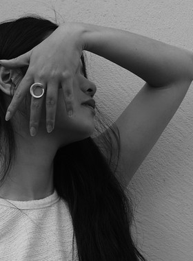 【K社制造】不规则月亮戒指男女925银新款ins百搭饰品