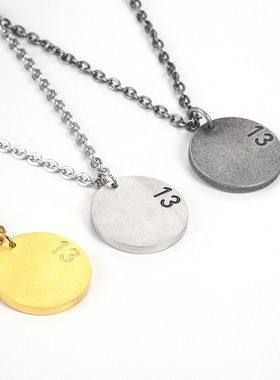 复古圆形GD权志龙同款1314情侣项链时尚潮牌男女嘻哈钛钢吊坠颈链