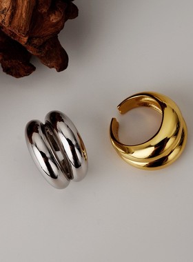 【K社制造】高级感几何925戒指冷淡风纯银夸张ins开口光面食指戒