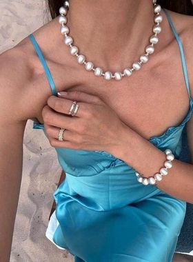 【K社制造】法国深度拉丝工艺 绸缎光泽拉丝银珠项链