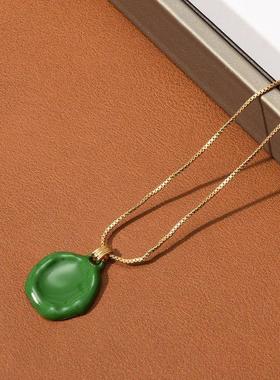 【K社制造】滴釉吊坠 项链新绿色 珐琅吊坠 珐琅项链