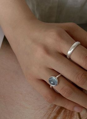 韩版小众设计感时尚个性百搭素圈碎银戒指磨砂简约指环