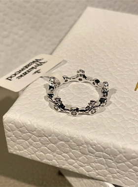 镶钻土星竹节戒指女 清新简约休闲百搭对戒女