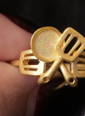 轻奢风金铲铲戒指女个性百搭镂空工艺设计高级感开口可调节指环