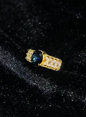 【K社制造】意大利轻奢麦穗彩宝设计微镶戒指 高定小众蓝刚玉指环