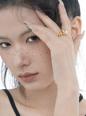 【K社制造】925纯银不规则线条缠绕日系轻奢戒指女潮做旧食指环