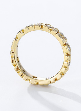 新款法式创意车花镶锆石镀金小众个性设计戒指时尚手饰不掉色指环