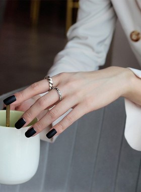 【K社制造】复古s925纯银方块戒指女ins个性小巧泰银做旧方糖指环