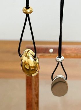 日韩简约项链女小众感银色吊坠金色毛衣链新款可调节项链高级感