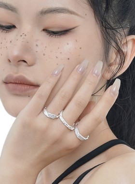 【K社制造】小巧极简S925纯银纹理女ins冷淡风橄榄链尾戒食指戒指